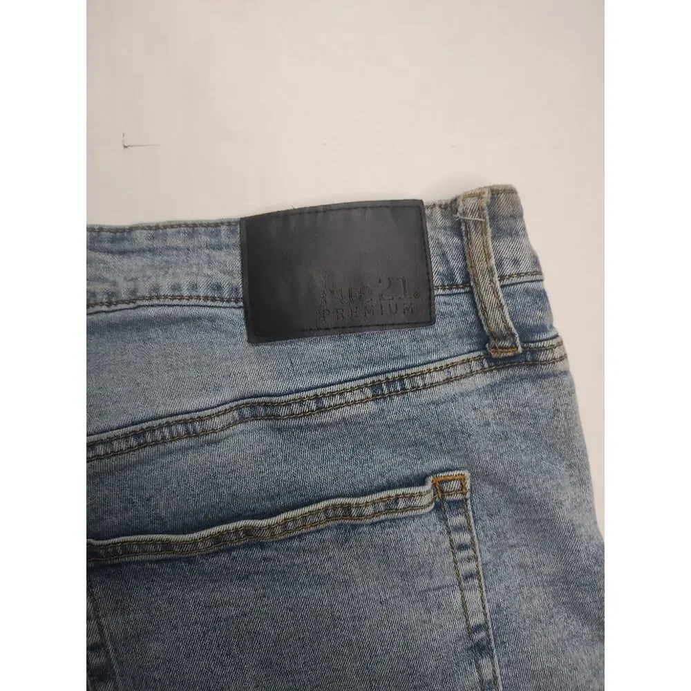 🔥 Rutherford • Distressed Graffiti Denim Slim Fit Blue Jeans Shorts • Men’s 38